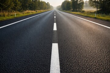 Obraz premium Recently constructed blacktop with distinct white lane marking
