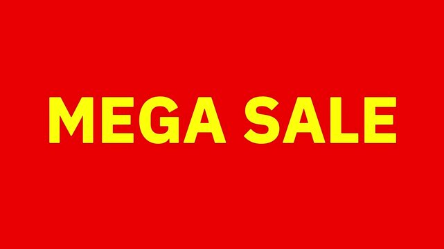 Bold mega sale text animation on a red background with clean dynamic motion. Ideal for retail ads, ecommerce promotions, sales campaigns, banners, social media and marketing videos.
