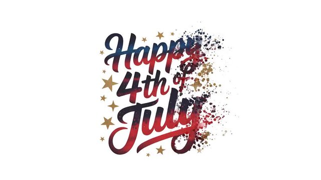 Happy 4th of July Celebration with Festive Typography and Stars.