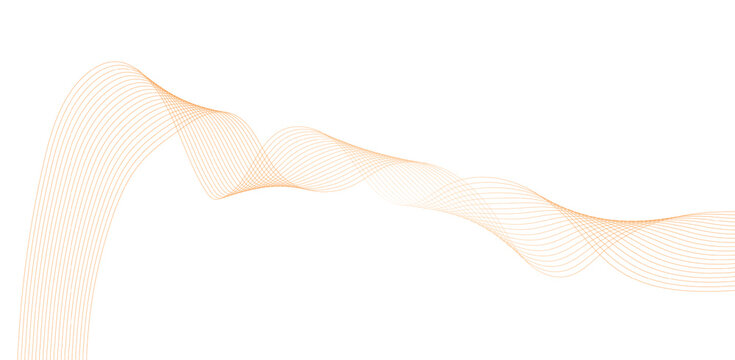 Warm orange flowing lines create dynamic abstract motion across horizontal transparent checkered background space.