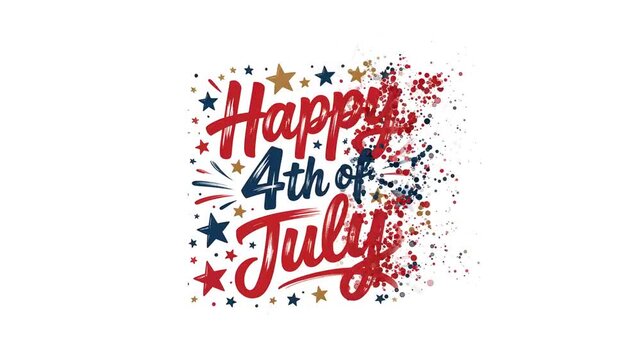 Happy 4th of July Celebration with Festive Red White and Blue Design.