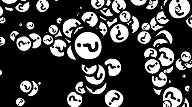 question marks on black background animation video