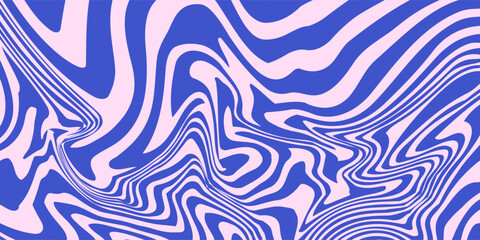 Fototapeta premium Abstract background pattern with colorful waves. Psychedelic groovy trippy y2k retro seamless pattern in blue and pink colors. Wavy and swirled brush strokes liquid background for packaging design