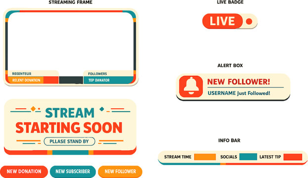 Stream overlay kit with various ui elements for live broadcasting