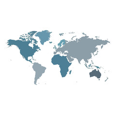 Obraz premium World Map - Blue Tones - Continents - Globe - Global