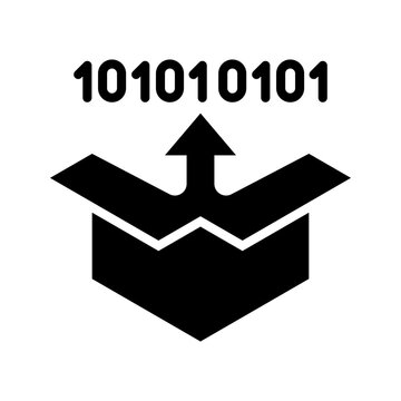 Data extraction icon. Technology and data compression filled symbol. Black and white.