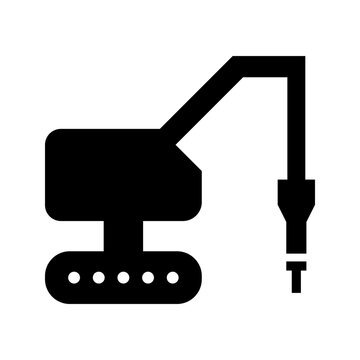 Pile driver icon. Industry and construction equipment filled symbol. Black and white.