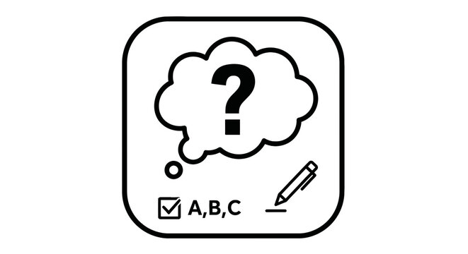 Question mark in thought bubble icon.