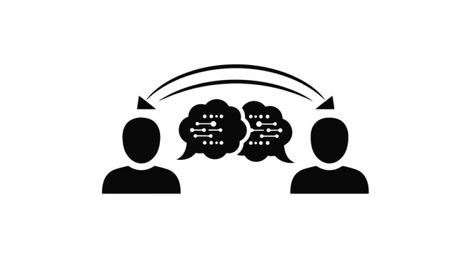 Two people communicating in conversation.