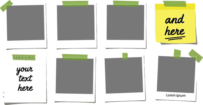Creative sticky notes and frames mockup layout Vector
