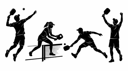 Fototapeta premium vector padel tennis player in mid-air, serving with a racket.