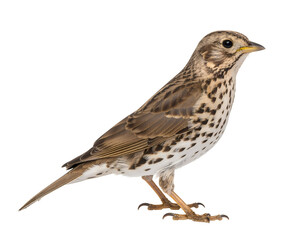 Fototapeta premium brown alpine accentor bird with yellow beak and ornamental plumage isolated on transparent png