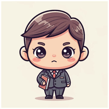 Caucasian business man holding book.