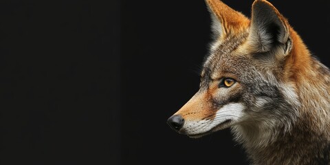 Obraz premium A fox is staring at the camera with its eyes open. The image is black and white, and the fox is the only object in the frame