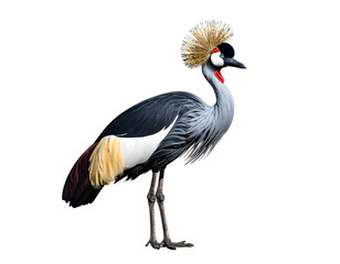Obraz premium Grey Crowned Crane isolated on transparent png