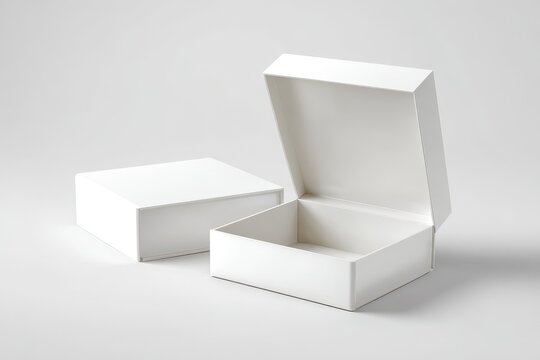 Blank white square gift box with hinged lid &acirc;&euro;&rdquo; 3D illustration for product mockups