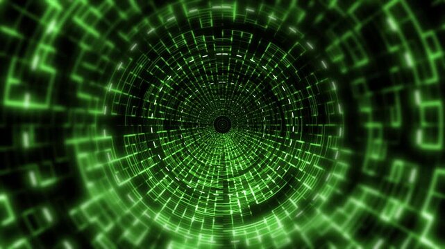 Green Digital Tech Tunnel Video Transition with Alpha Channel