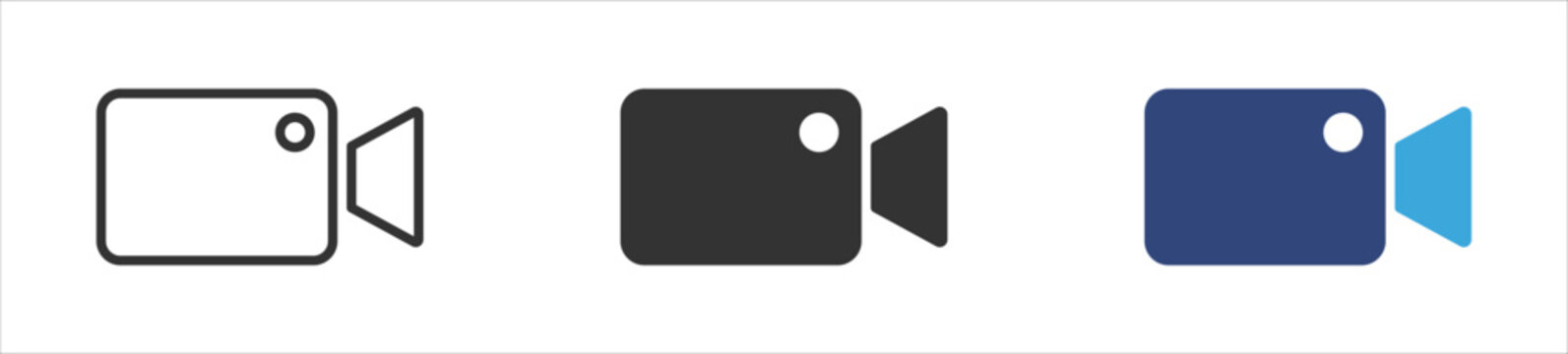 video camera icon set, for streaming , facetime icon .  video call  vector icons . 