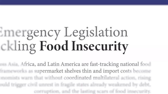 Global food insecurity and hunger crisis with humanitarian aid distribution during a severe climate change agriculture shortage