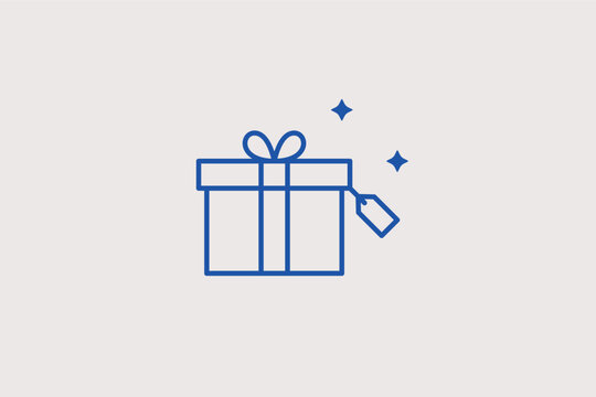 Gift box with heart and price tag line icon for loyalty rewards, holiday surprises, and premium gift services. Festive vector illustration for e-commerce checkout rewards, subscription boxes, and cust