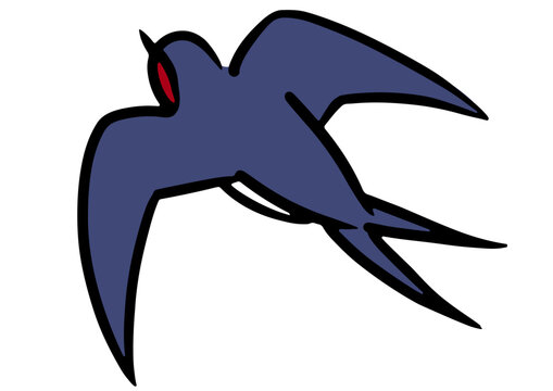 飛んでいるツバメ。鳥のイラスト。アイソメトリック図。