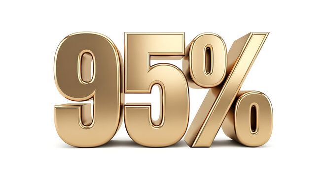 The golden 95% sign standing out and shining bright, representing a significant percentage or achievement