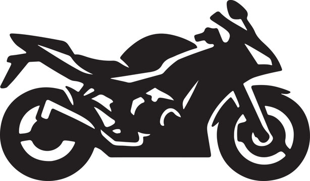 Bold silhouette motorcycle icon vector isolated on white background, clean modern transport symbol.