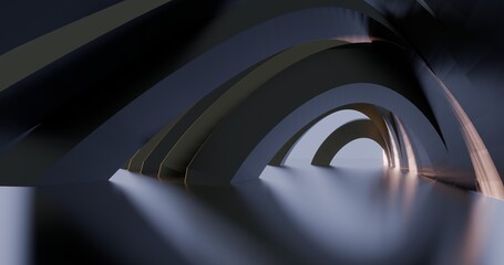 Obraz premium Futuristic architecture background arched interior 3d render
