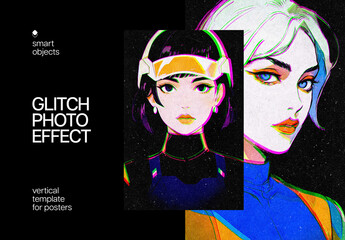 Glitch Print Photo Effect – Glitching for Poster & Social Media (PSD)