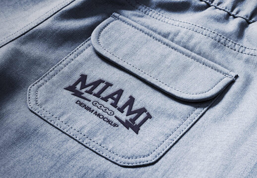Denim Fabric Stitch Mockup &ndash; Angled View Branding Presentation (PSD)
