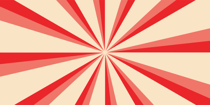Circus background and spiral retro rays vector pattern. Vintage poster of red white sun or star burst radial lines with grunge texture, circus, carnival, summer fair or chapiteau backdrop,eps.10