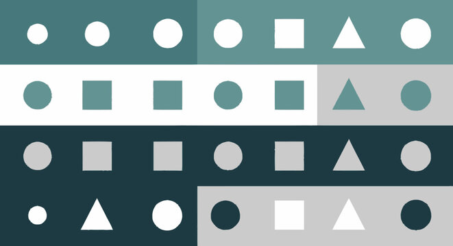 Minimalist geometric pattern with circles squares and triangles