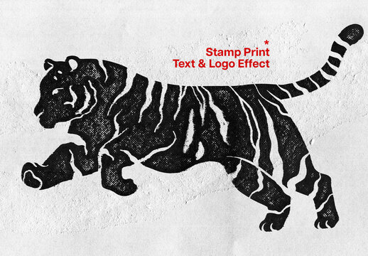 Print Stamp Text Effect &ndash; Halftone Typography for Logo, Poster & Branding (PSD)