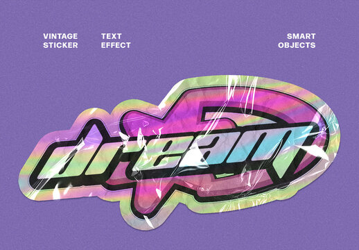 Vintage Sticker Text Effect &ndash; Wrinkled Typography for Logo, Poster & Branding (PSD)