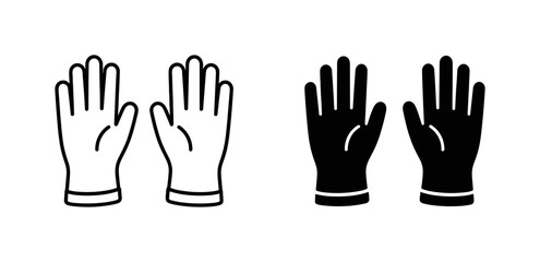 Fototapeta premium Protective work gloves outline and solid vector safety icon set on transparent background