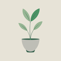 Fototapeta premium Floating Indoor Plant Minimal Scandinavian Vector Illustration