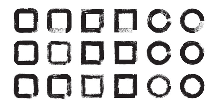 Grunge round and regtangle shapes.grunge circles set. a dynamic pattern high-quality professional detailed modern elegant stylish vector illustration.	