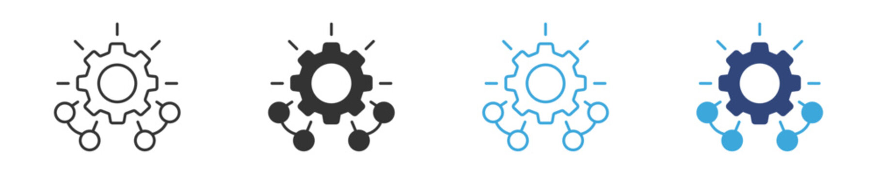 Digital transformation icon set , gear to circuit vector icons . 