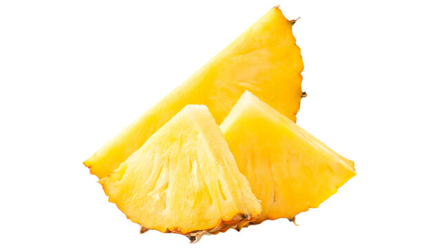 slice of pineapple  isolated on transparent background, 