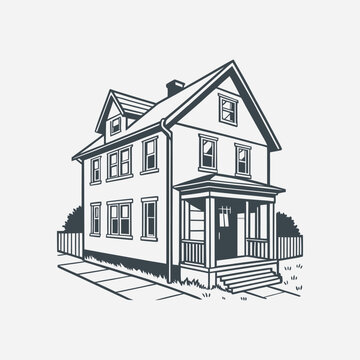 Two Story House Illustration