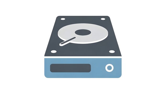 Blue External Hard Drive Icon with Disk