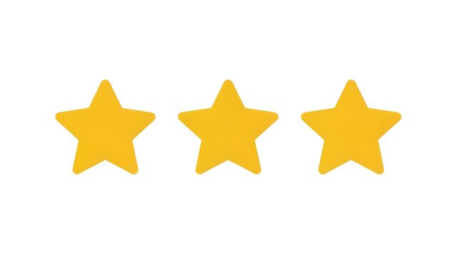 Bright Yellow Star Icons Aligned in Row