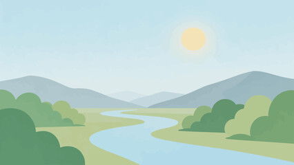 Obraz premium River winding through green hills