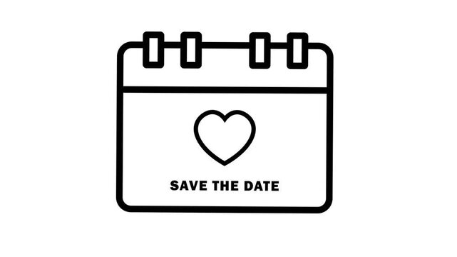 Calendar Love Icon Save The Date with Clock Reminder 4K