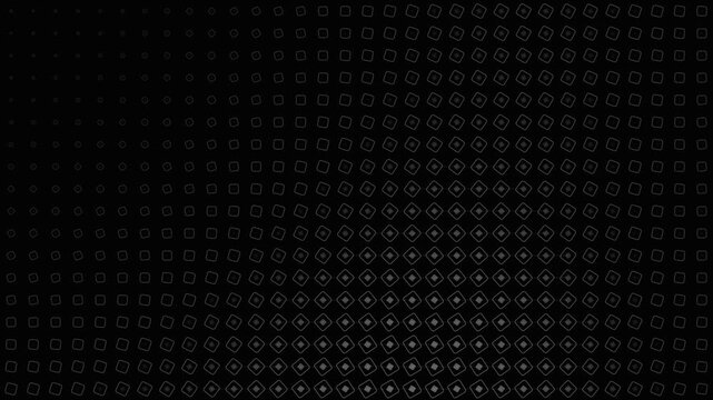 Abstract geometric pattern with rounded squares and dots on a black background