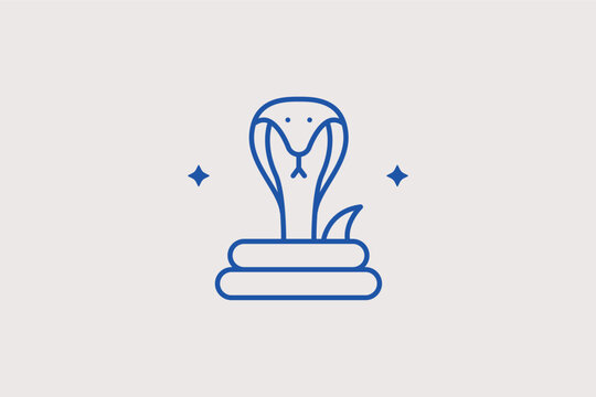 Cobra snake line icon for terrarium signage and dangerous reptile education. Striking vector illustration for zoo exhibits and wildlife documentary graphics.