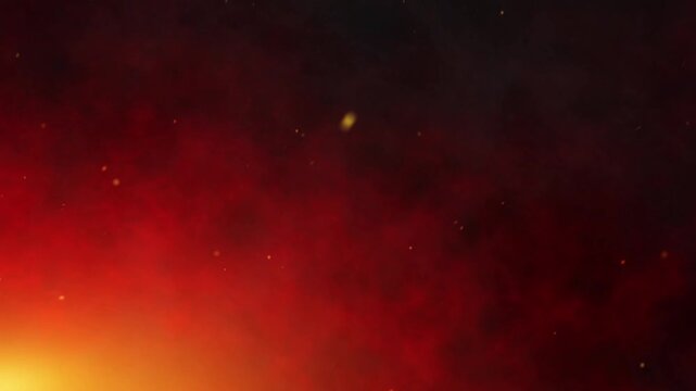 Orange and red fire, loopable vibrant abstract background pulses with embers, energetic, dynamic heat background