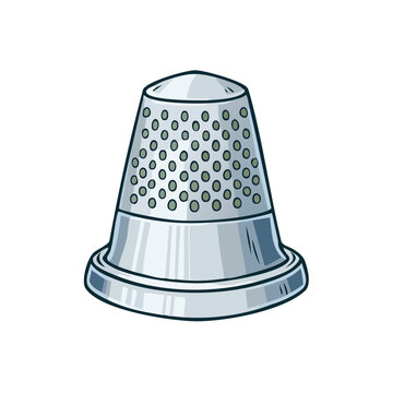 Silver Sewing Thimble with Perforations for Finger Protection Craft Tool