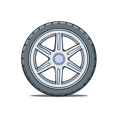 Fototapeta premium Modern alloy car wheel with tire in detailed illustration