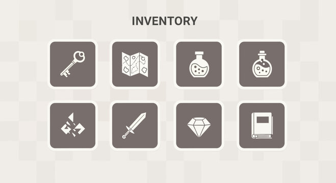 Collection of fantasy game inventory icons for digital use.